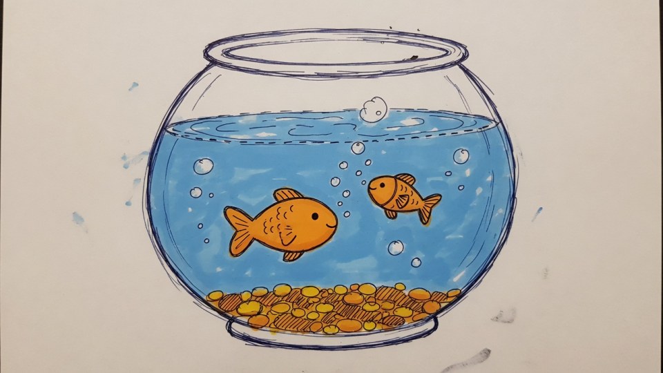 金魚鉢を描いて、中を満たしてみてください