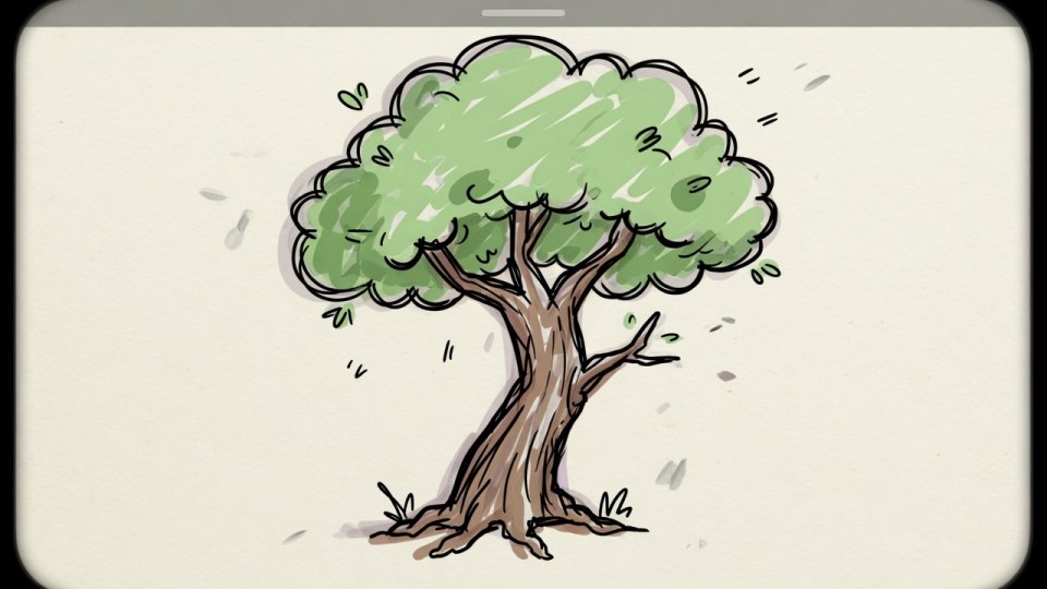 Draw a tree, roots and all