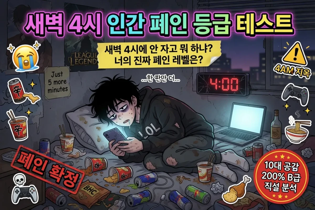 새벽 4시, 넌 대체 왜 안 자? 😴 심야 폐인 등급 테스트
